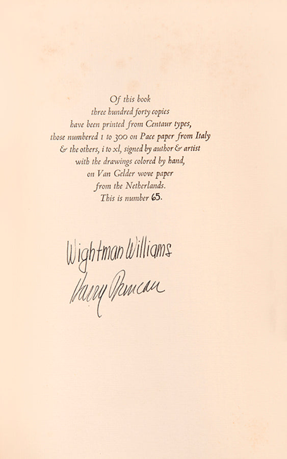 First edition of Esthetique du Mal by Wallace Stevens, signed by the illustrator and type designer.