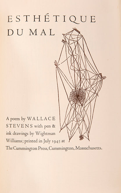 First edition of Esthetique du Mal by Wallace Stevens, signed by the illustrator and type designer.
