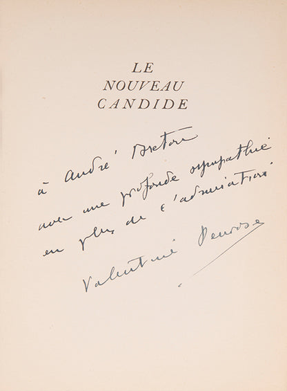 First edition of Le Nouveau Candide by Valentine Penrose, inscribed by the author to André Breton. 