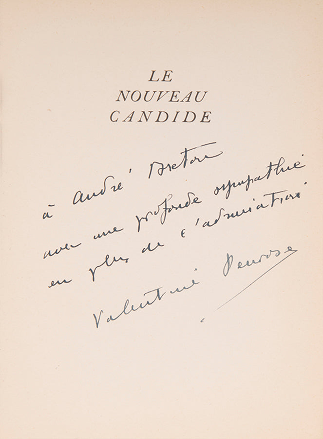First edition of Le Nouveau Candide by Valentine Penrose, inscribed by the author to André Breton. 