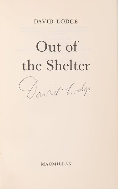 First edition of Out of the Shelter by David Lodge, the author's copy of his fourth book.