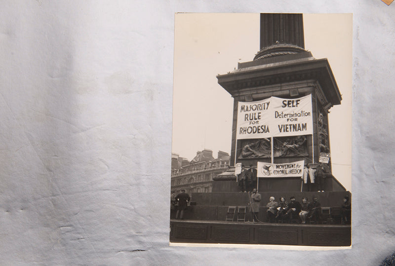 These photographs show the interior and exterior of the I Was Lord Kitchener's Valet boutique on Portobello Road and an anti-apartheid rally in November 1966.