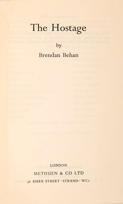 First edition of The Hostage by Brendan Behan.