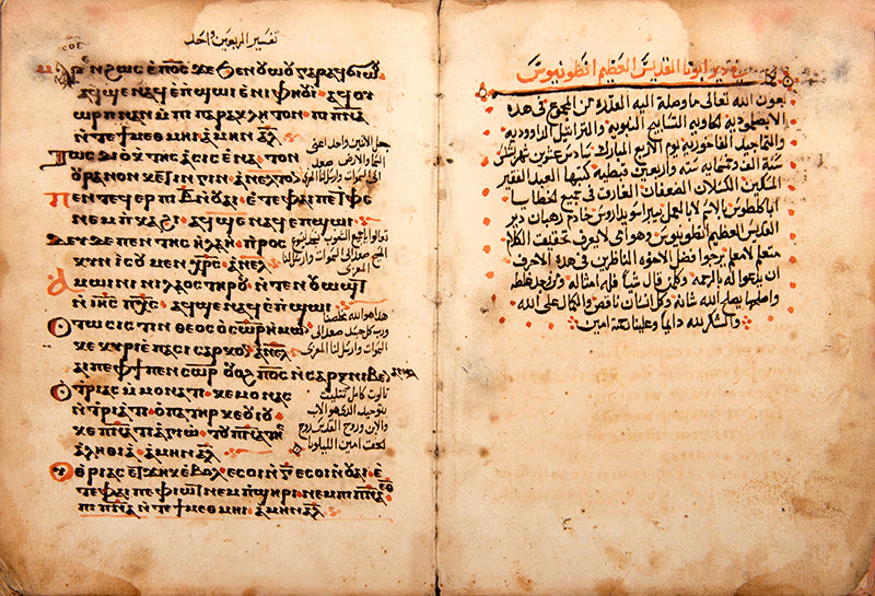 A manuscript in dual Arabic and coptic text copied in the monastery of saint anthony in Egypt in 1830. 