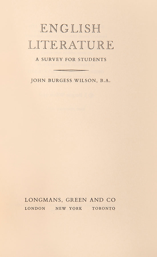 First edition of English Literature by John Burgess Wilson.