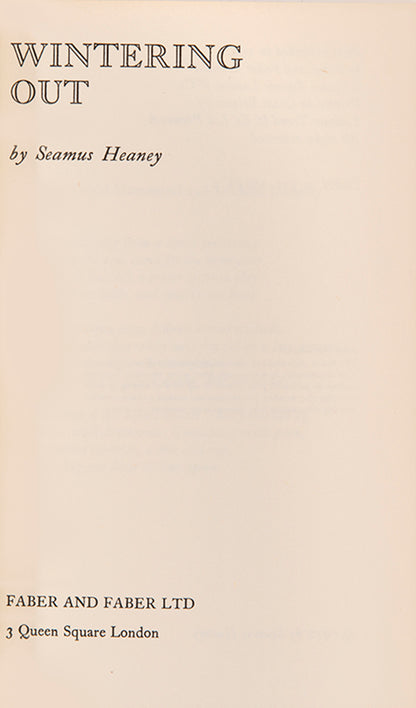 First edition of Wintering Out by Seamus Heaney.