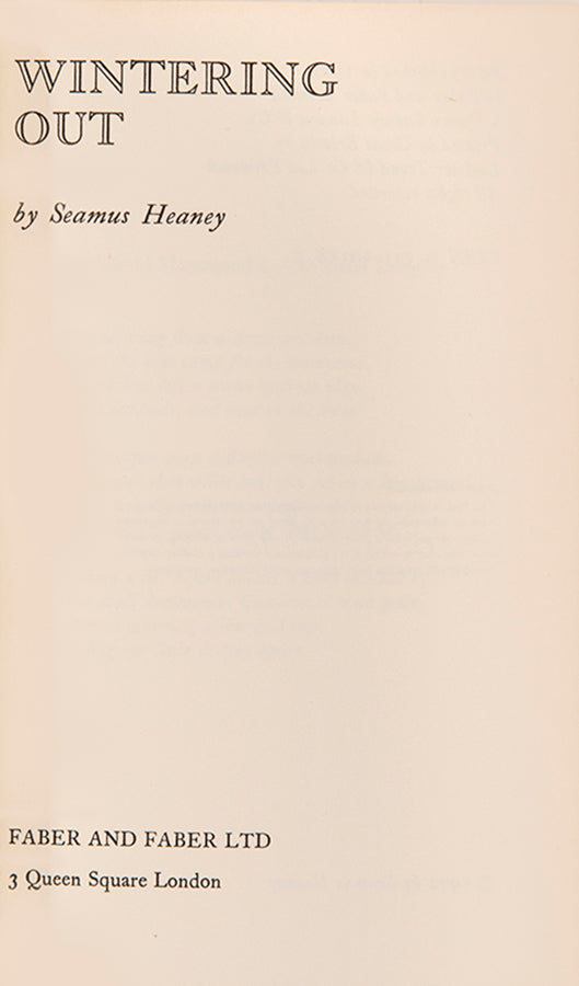 First edition of Wintering Out by Seamus Heaney.