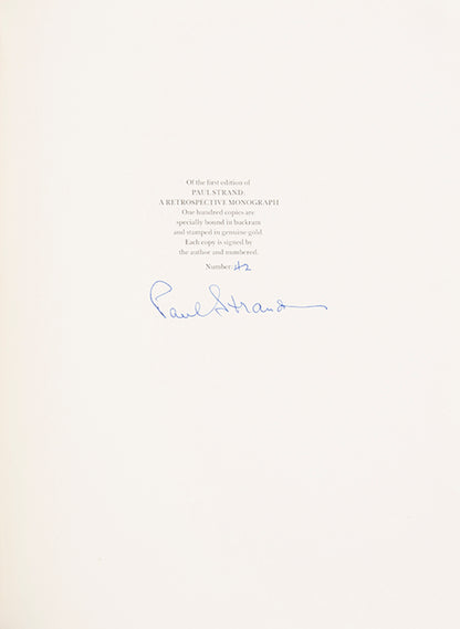One of 100 signed and numbered copies of Paul Strand's Retrospective Monograph bound in cloth