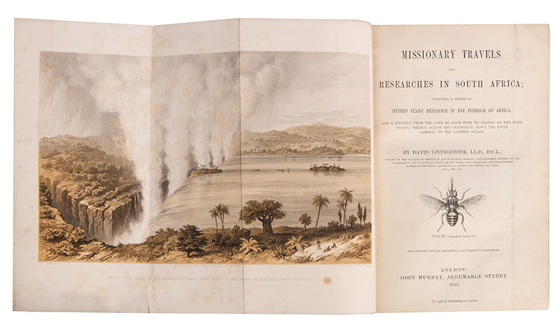 Inscribed presentation copy of Livingstone's Missionary Travels to Andrew Drew, Admiral of the fleet and responsible for the Caroline Affair of 1837.