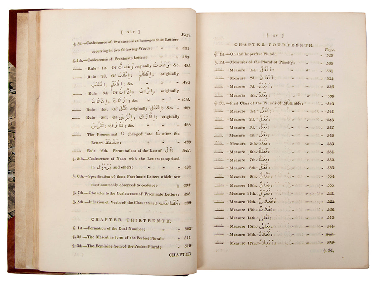 Lumsden's Grammar is rare. It 'forms a complete treatise in itself, since it exhausts the Science of Arabic Inflexion' (Preface). The intended second volume on Arabic syntax was never published