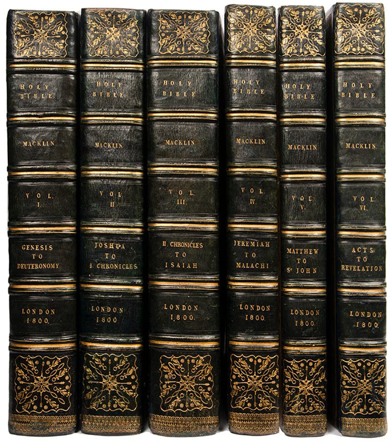 The first edition of Macklin's sumptuous edition of the King James Bible, illustrated with 68 engaved plates, 