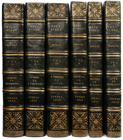 The first edition of Macklin's sumptuous edition of the King James Bible, illustrated with 68 engaved plates, 