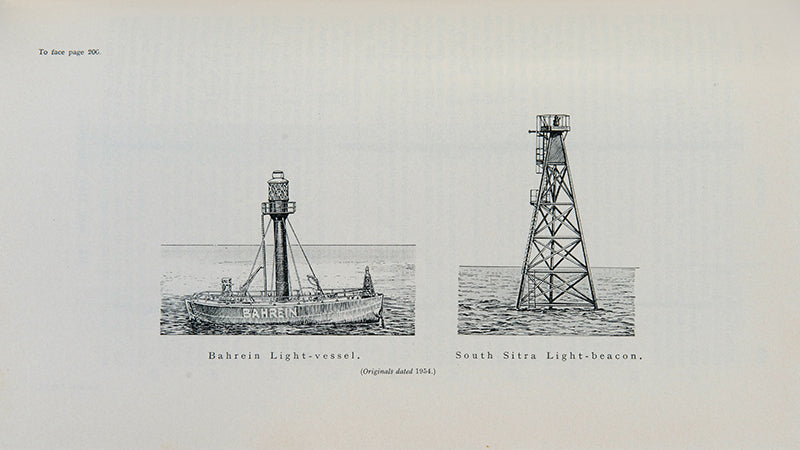 The 1955 edition of the Persian Gulf Pilot, with the 1959 supplement, a scarce pilot guide of the Persian gulf describing Bahrain, Kuwait, Qatar, Dubai, and Abu Dhabi, and numerous other villages and towns along the Arabian coast. 