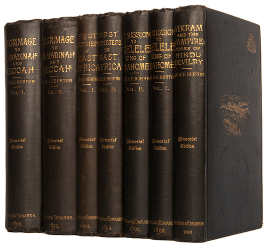 Complete set of the memorial edition of Richard Burton's works, edited by Leonard Smithers and Lady Burton, with her new preface.
