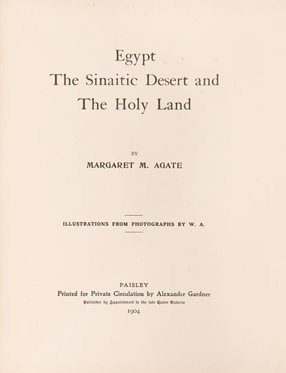 Margaret Agate kept a diary of her journey in Egypt between Autumn 1901 and Spring 1902. She made an excursion on the Nile and visited Khartoum before travelling to Damascus via Mount Sinai.