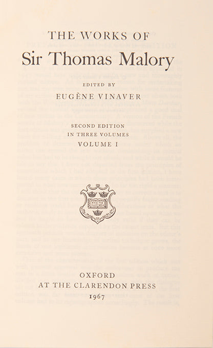 Beautifully bound set of the standard edition of Malory's works.
