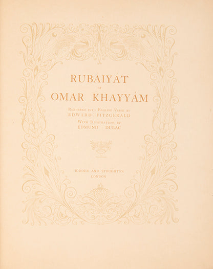 A beautifully bound copy of the first edition of Dulac's superbly illustrated Rubaiyat.