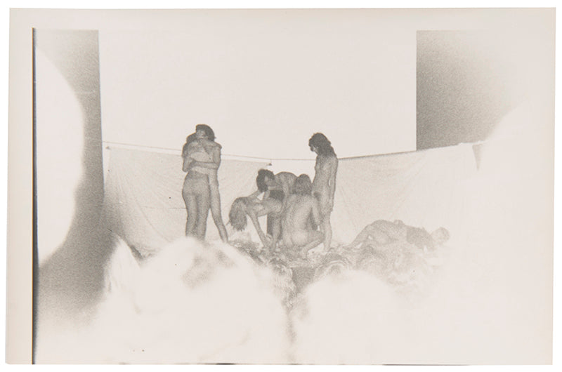 Photographs by David Crosswaite of Carolee Schneemann's 'Thames Crawling' performance at the 1970  International Underground Film Festival at the National Film Theatre, London.