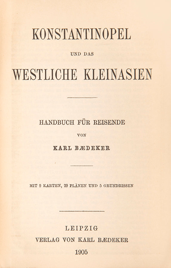 First edition of Baedeker's guidebook to Constantinople, with the rare censorship slip.
