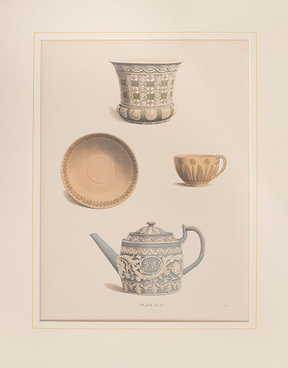 A Cup and Saucer, Flower Pot, Teapot. Jasper. Pl. XLIV.