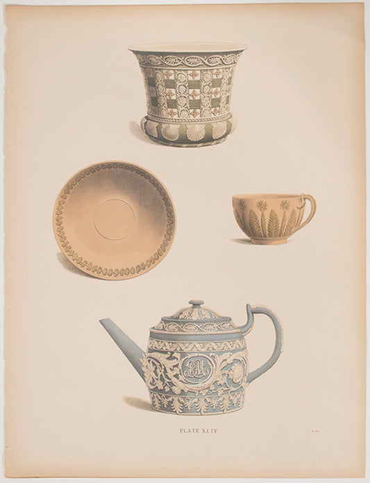 A Cup and Saucer, Flower Pot, Teapot. Jasper. Pl. XLIV.