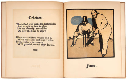 An unusually wonderful example of this book, with accompanying verses by Rudyard Kipling, in variant vellum binding; 12 full-page colour lithographs