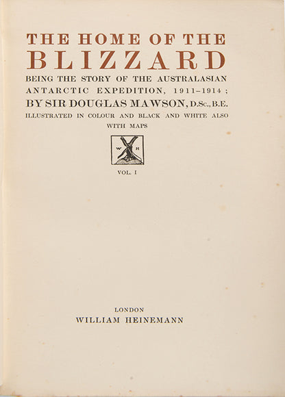 rare inscribed copy of the first edition of Mawson's classic account of heroic age exploit' with stunning photography