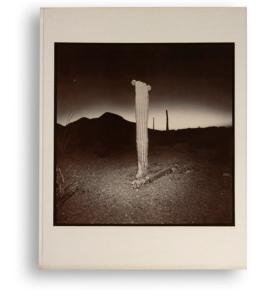 These photographs are taken with a strobe flash in the desert at night, revealing cacti and details of the desert floor. For Richard Misrach, an important conceptual component of this book is the lack of a title, with the publisher's information appearing on the spine and nowhere else.