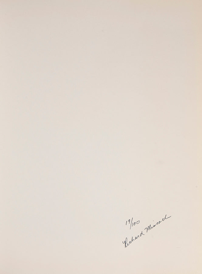 These photographs are taken with a strobe flash in the desert at night, revealing cacti and details of the desert floor. For Richard Misrach, an important conceptual component of this book is the lack of a title, with the publisher's information appearing on the spine and nowhere else.