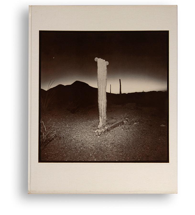These photographs are taken with a strobe flash in the desert at night, revealing cacti and details of the desert floor. For Richard Misrach, an important conceptual component of this book is the lack of a title, with the publisher's information appearing on the spine and nowhere else.