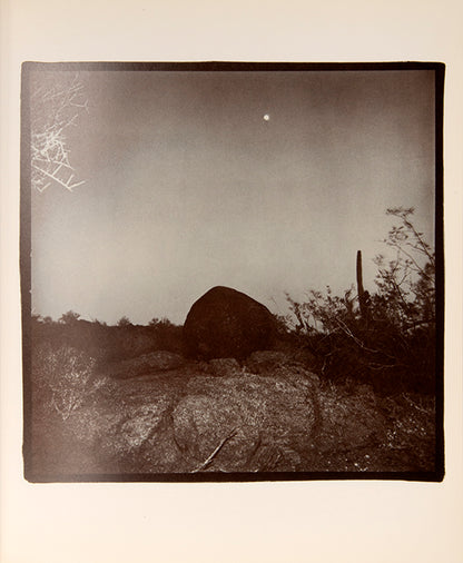 These photographs are taken with a strobe flash in the desert at night, revealing cacti and details of the desert floor. For Richard Misrach, an important conceptual component of this book is the lack of a title, with the publisher's information appearing on the spine and nowhere else.