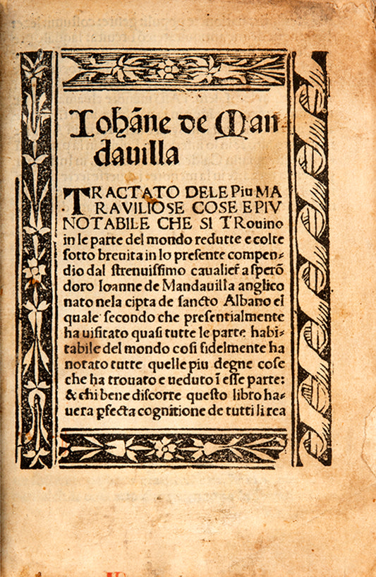 Rare 16th-century Italian edition of Sir John Mandeville's Travels, published in Venice in 1505.