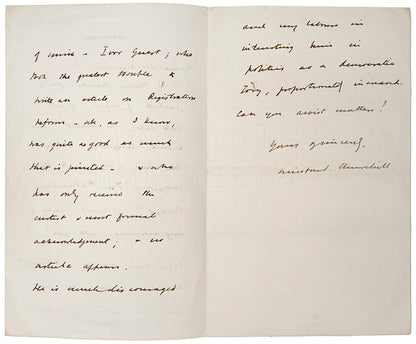 [Hand-written Letter from Winston Churchill to Sir Algernon West]