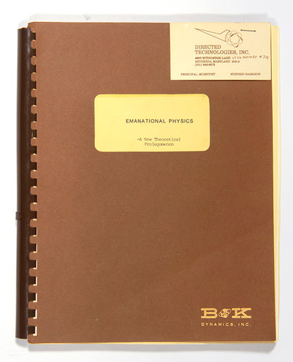 The second edition of Emanational Physics, a rare and unusual self-published text by Stephen Harrison proposing to correct the field of physics by reframing it metaphysically.