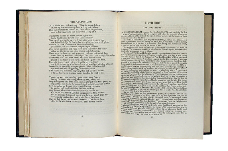 First edition of the Muallaqat printed by the Chiswick press, 1903.