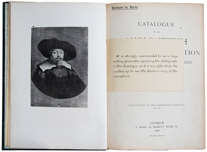 De Luxe numbered edition of the Anglo-Jewish Historical Exhibition catalogue.<br />The exhibition was held at the Royal Albert Hall, London, from April to June, 1887.