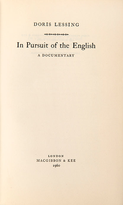 First edition of In Pursuit of the English by Doris Lessing.