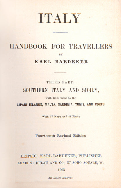 This edition covers Malta, Sardinia, Tunis and Corfu.