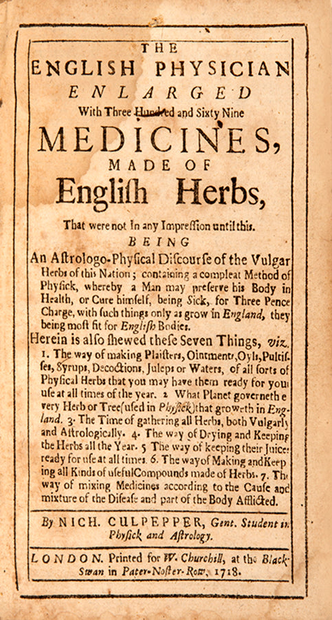 An early edition of Nicholas Culpeper's herbal The English Physician