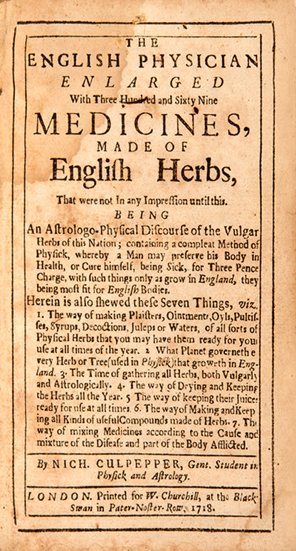 An early edition of Nicholas Culpeper's herbal The English Physician