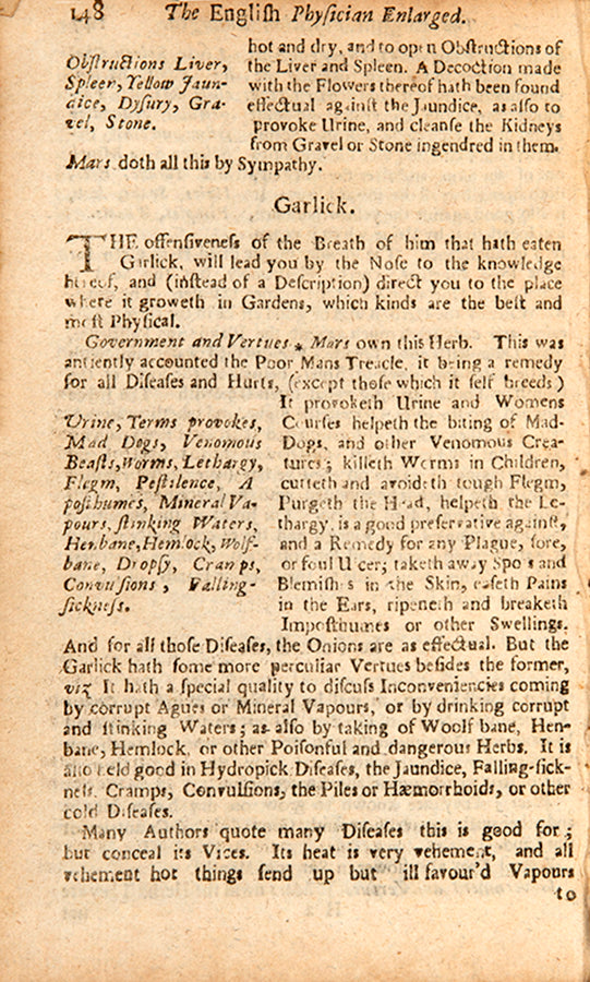 An early edition of Nicholas Culpeper's herbal The English Physician