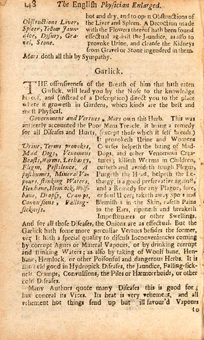 An early edition of Nicholas Culpeper's herbal The English Physician