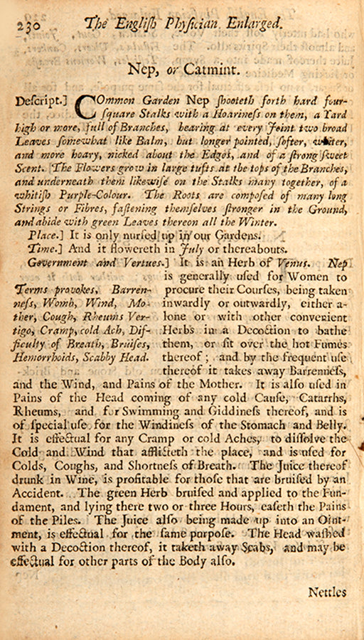 An early edition of Nicholas Culpeper's herbal The English Physician
