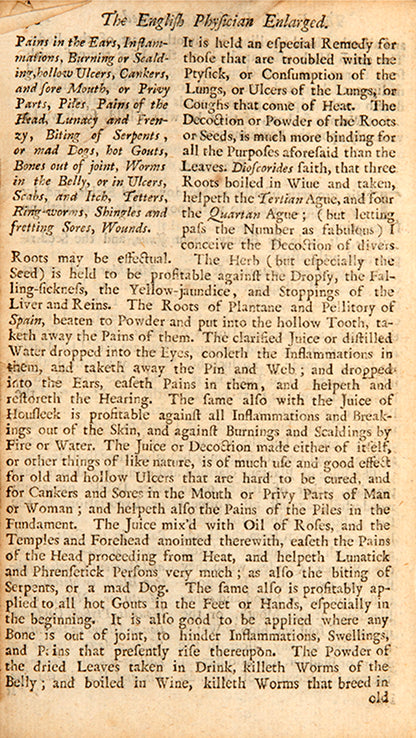 An early edition of Nicholas Culpeper's herbal The English Physician