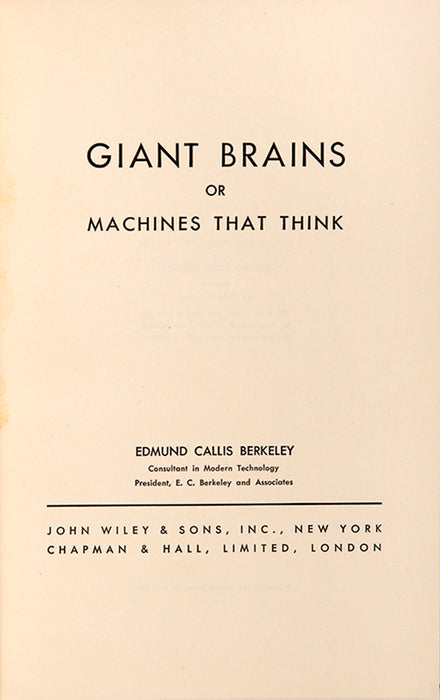 Giant Brains, or Machines that Think.