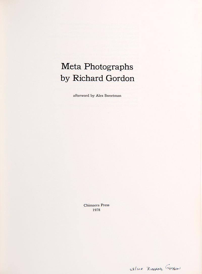 Richard Gordon's Meta Photographs is a largely under-the-radar book, similar to some of the work Lee Friedlander and Garry Winogrand made in the mid to late 1970s.