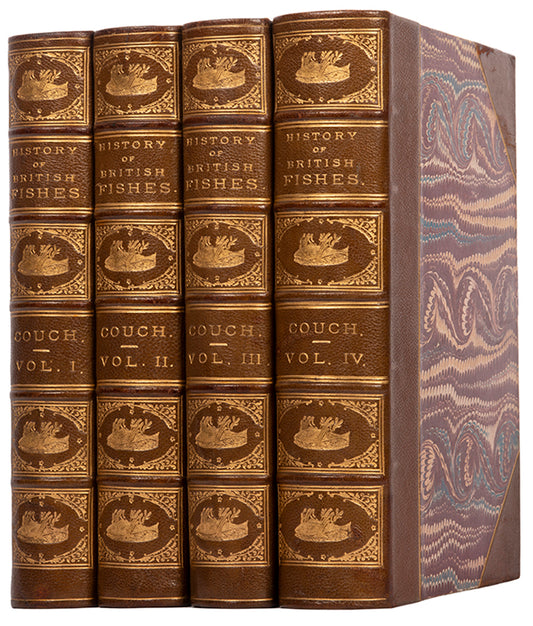 A finely bound set of the first work on British fish illustrated in colour, Jonathan Couch's History of the Fishes of the British Islands.