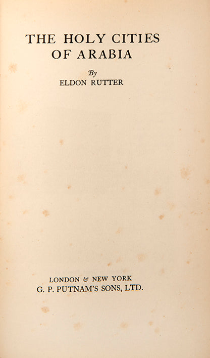 The account of Rutter's pilgrimage to Mecca and Medina. Rutter lived as a Muslim in a Mecca. Includes interviews with Ibn Saud.