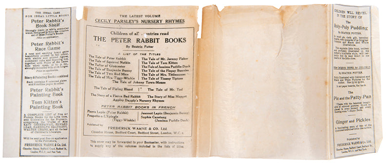 First edition of Cecily Parsley's Nursery Rhymes by Beatrix Potter in the exceptionally rare dust jacket.