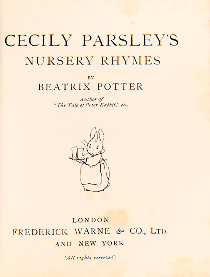 First edition of Cecily Parsley's Nursery Rhymes by Beatrix Potter in the exceptionally rare dust jacket